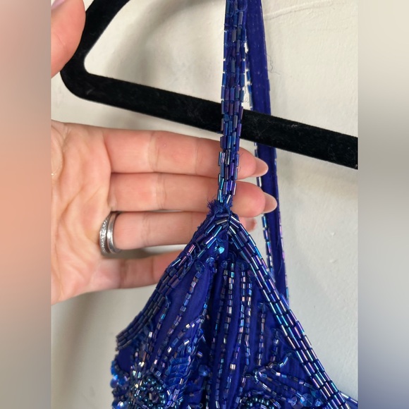 Stenay 100% Silk VTG Beaded Sequin Dress 4 Purple Formal Cocktail Gown Y2K - Picture 5 of 14